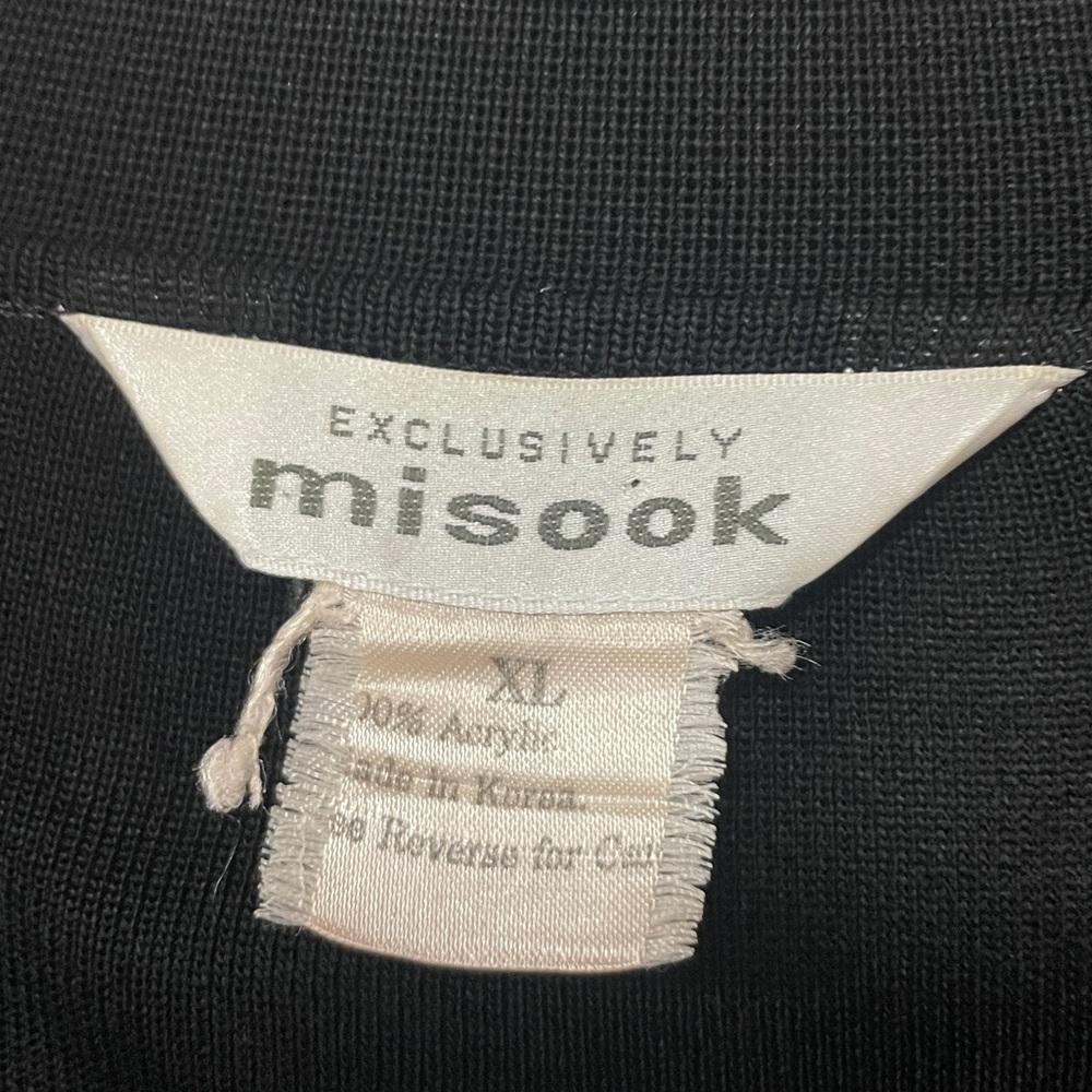 Exclusively Misook Black Button Down 3/4  Sleeve knit Top Sz XL - Picture 3 of 7